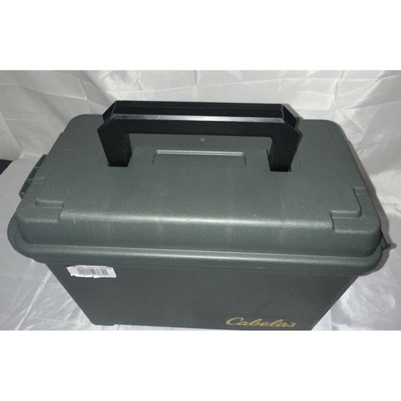 Cabela’s 3664 Plastic Dry-Storage Ammo Box/Can Tactical-Green flip top/ Good - Picture 4 of 16